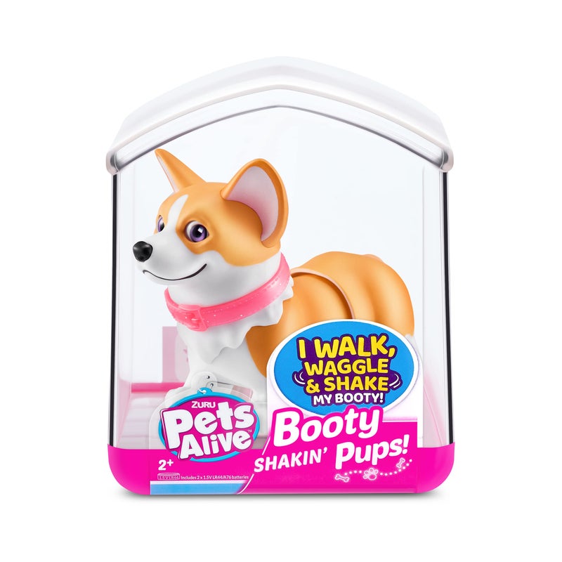 Pets Alive Booty Shakin' Pups (Corgi & Pug) by ZURU, Interactive Mini Dog Toys That Walk, Waggle, and Booty Shake, Electronic Puppy Toy for Kids and Girls (2 Pack) - Image 1