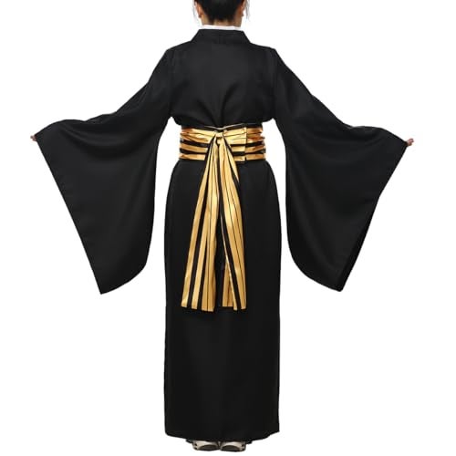 COSDREAMER Mens Womens Japanese Yukata Kimono Robe Costume Japanese Kimono Robe (Medium, Black gold) - Image 5