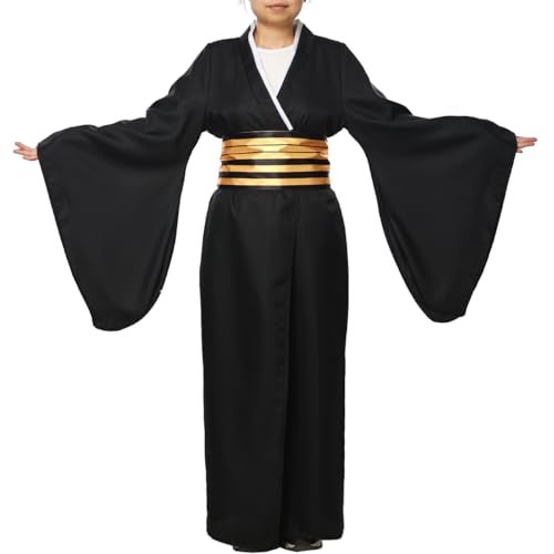 COSDREAMER Mens Womens Japanese Yukata Kimono Robe Costume Japanese Kimono Robe (Medium, Black gold) - Image 3