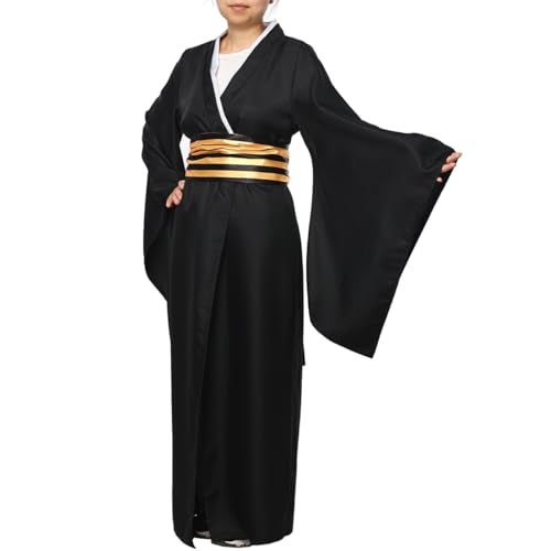 COSDREAMER Mens Womens Japanese Yukata Kimono Robe Costume Japanese Kimono Robe (Medium, Black gold) - Image 4