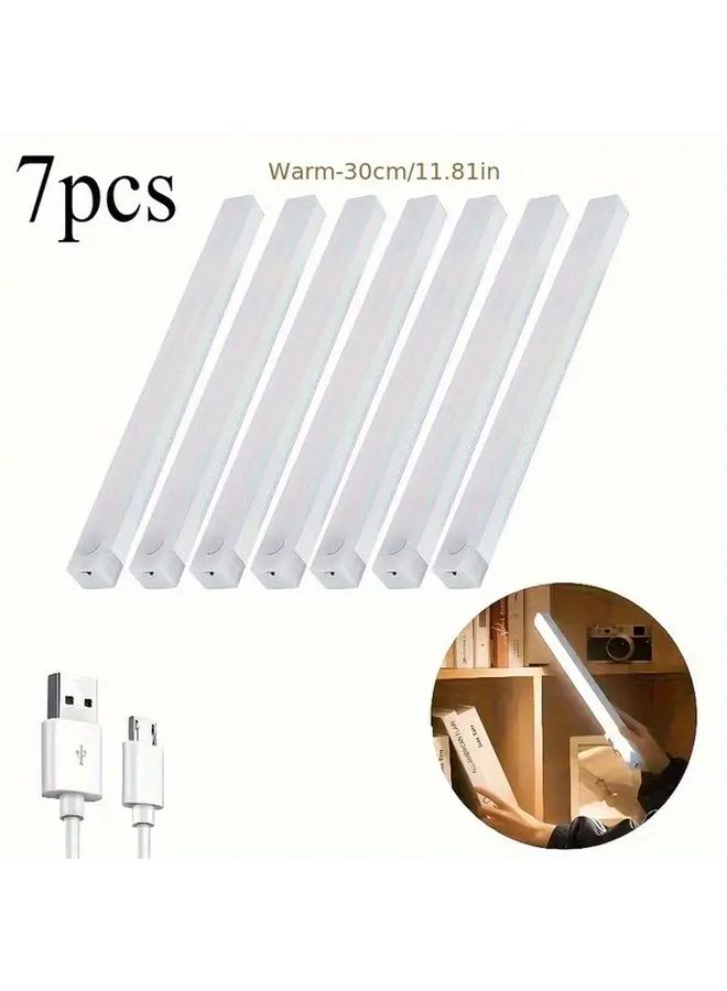 White 7 Pcs Rechargeable Magnetic Motion Sensor Lights USB Powered - Image 4