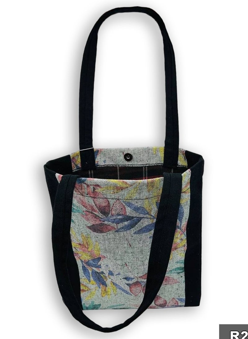 Gharibo Bags Tree twigs casual printed linen tote bag - Image 3