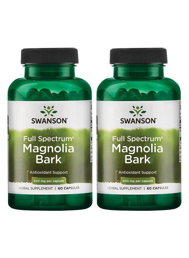 Swanson Magnolia Bark - Herbal Supplement Traditionally Used to Promote Nervous System & Digestive Health Support - May Promote Respiratory Health & Stress Support - (60 Capsules, 400mg Each) (2 Pack) - Image 1