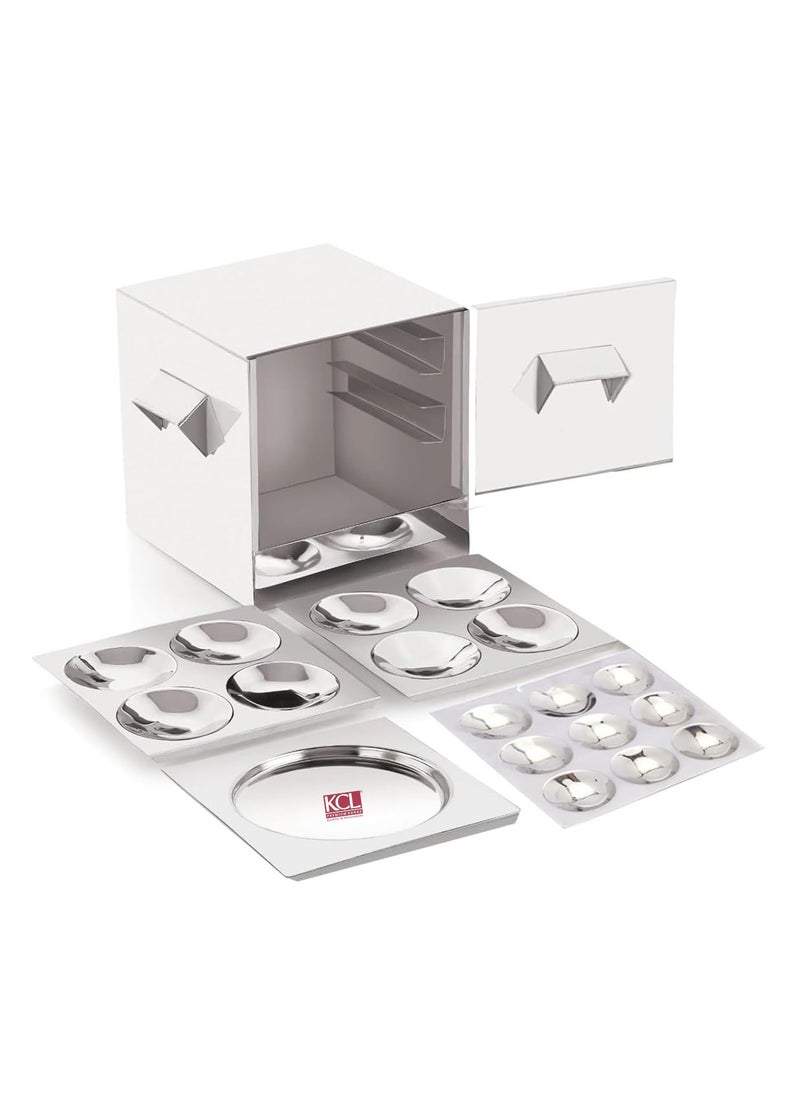 KCL - KCL Stainless Steel - Trivia Idli Maker | Hotel Type Rectangular Shape Idli Steamer For Home | Include 2 Regular, 1 Mini & 1 Tatte Idli Plate | Restaurant Type Soft & Fluffy Idli | Induction Base - Image 1
