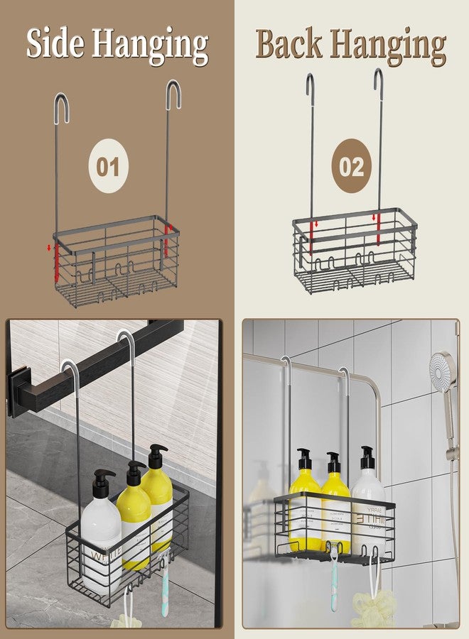 DELLAN Hanging Shower Rack, Shower Organizer Hanging for Bathroom, Shower Rack with Hooks Over the Door, Bathroom Shower Caddy and Basket(Black) - Image 3