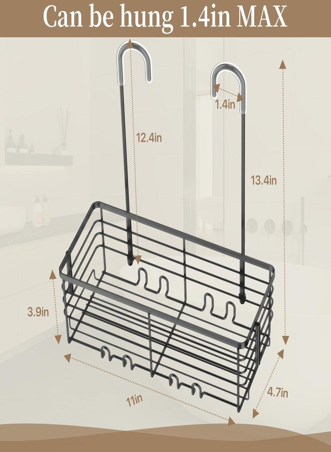 DELLAN Hanging Shower Rack, Shower Organizer Hanging for Bathroom, Shower Rack with Hooks Over the Door, Bathroom Shower Caddy and Basket(Black) - Image 4