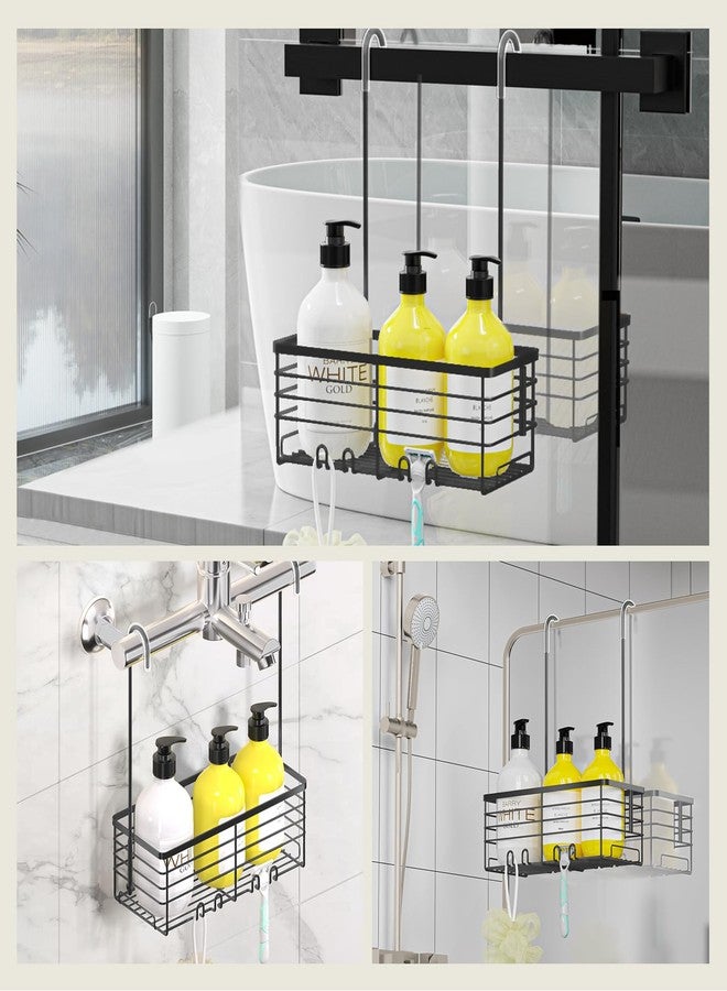 DELLAN Hanging Shower Rack, Shower Organizer Hanging for Bathroom, Shower Rack with Hooks Over the Door, Bathroom Shower Caddy and Basket(Black) - Image 5