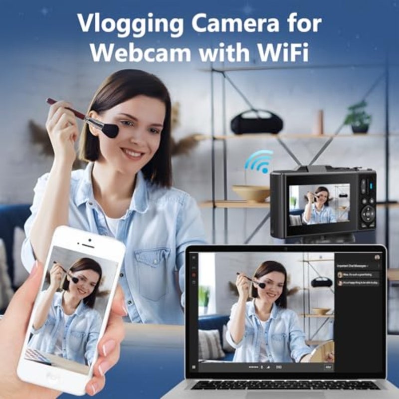 5K Digital Camera, 75MP Camera, with 18X Zoom, 3 Inch Flip Screen, HD Compact Camera, for Travel Photography Black - Image 4