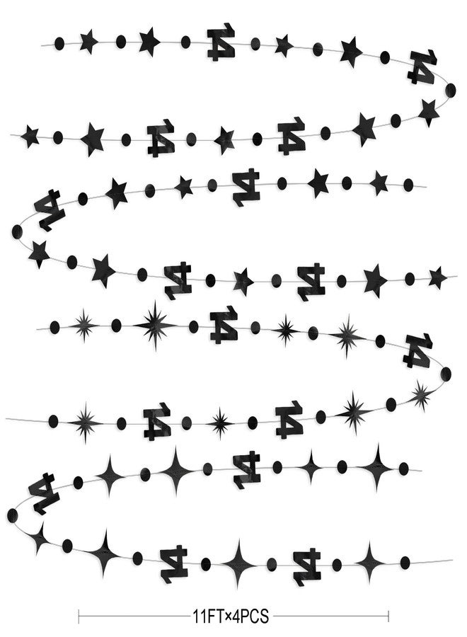pinkblume Black 14th Birthday Decorations Number 14 Circle Dot Star Garland Metallic Hanging Streamer Banner Backdrop for Girls Boys Happy 14 Years Old Fabulous Birthday Fourteen Anniversary Party Supplies - Image 3