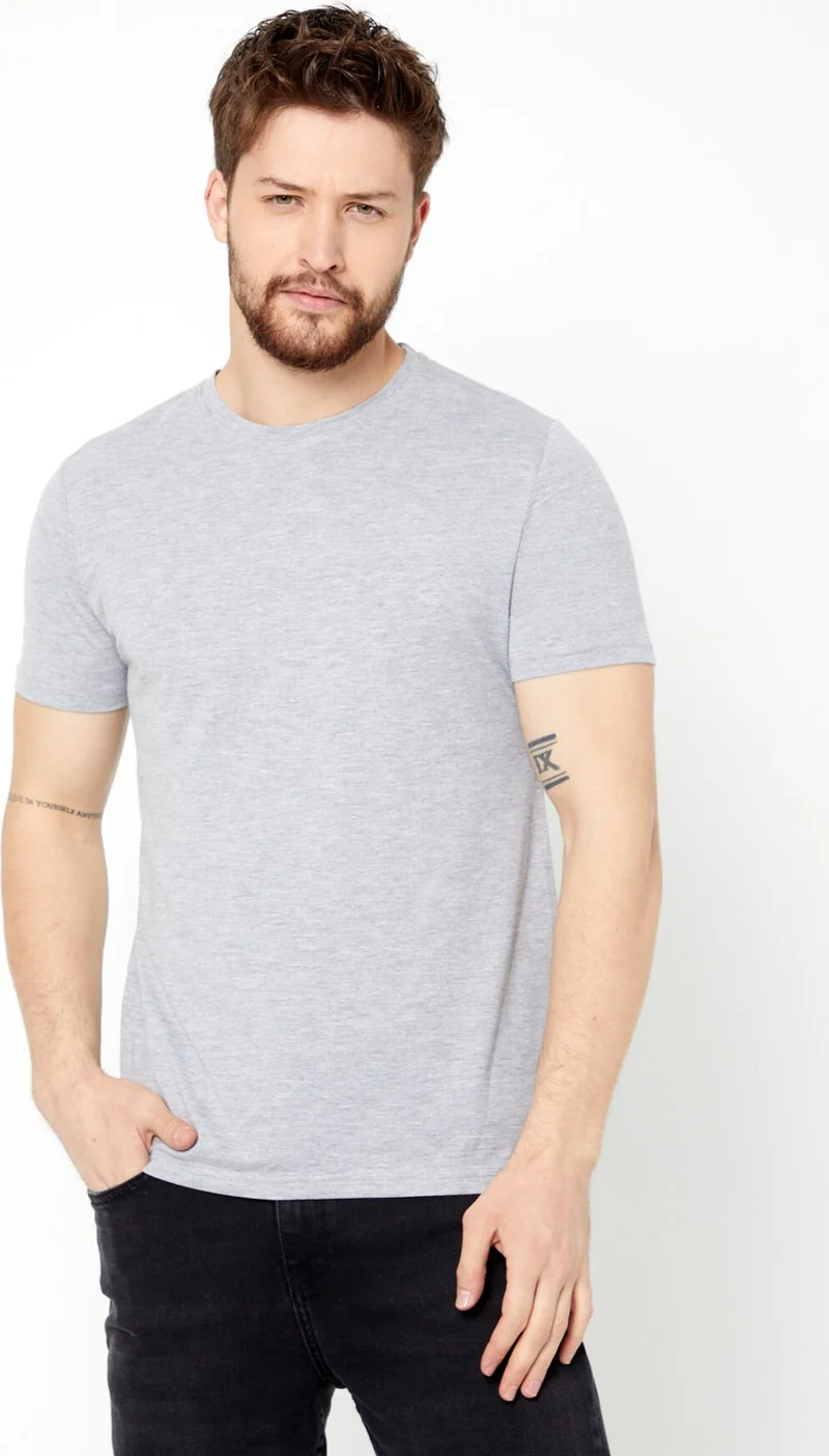 ميتاليك Metallic Men's Multicolored T-Shirt Regular Fit Comfortable Cut Crew Neck 5-Piece Basic T-Shirt Pack