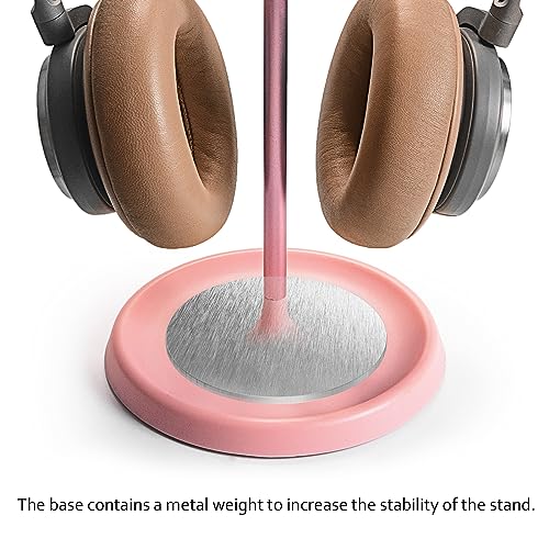 QinCoon Headphone Stand, Curved Headset Stand with Storage Tray, Heavy Base Gaming Headset Holder for AirPods Max, AirPods Pro, Beats, Bose, Sennheiser, Sony and More (Pink) - Image 5