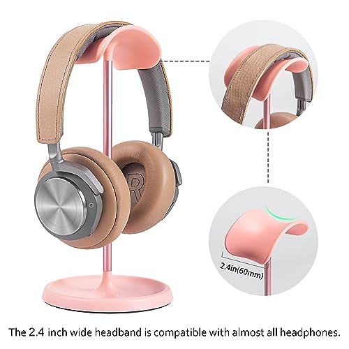 QinCoon Headphone Stand, Curved Headset Stand with Storage Tray, Heavy Base Gaming Headset Holder for AirPods Max, AirPods Pro, Beats, Bose, Sennheiser, Sony and More (Pink) - Image 4