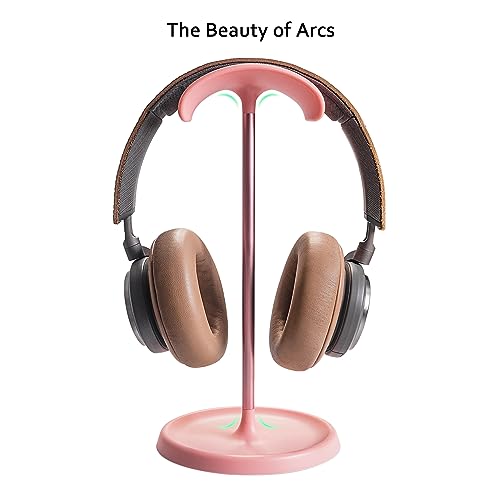 QinCoon Headphone Stand, Curved Headset Stand with Storage Tray, Heavy Base Gaming Headset Holder for AirPods Max, AirPods Pro, Beats, Bose, Sennheiser, Sony and More (Pink) - Image 3