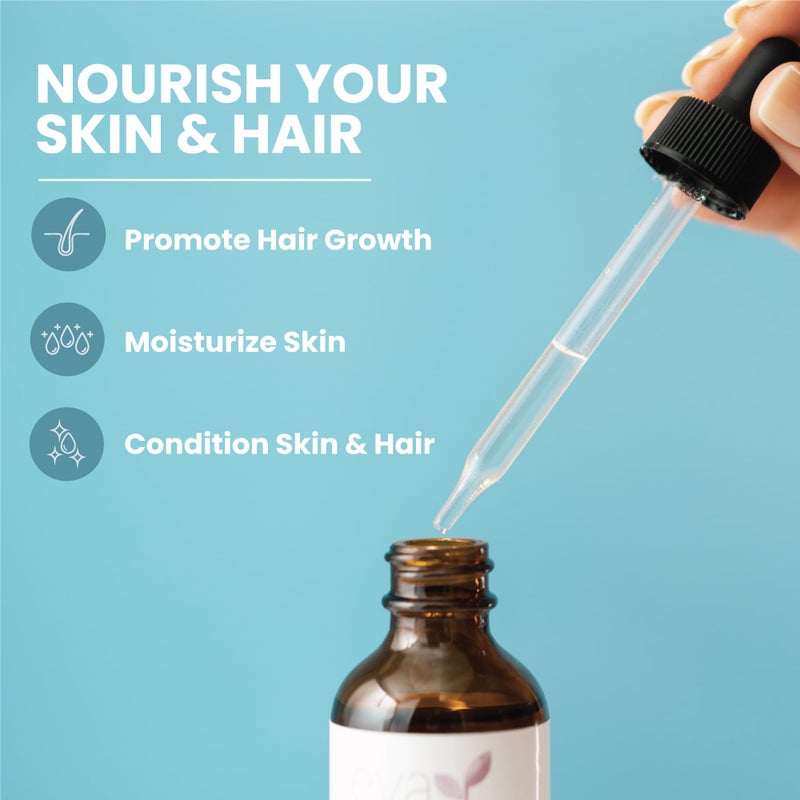 Eva Naturals 100% Pure Castor Oil â€“ Cold Pressed for Eyelash, Eyebrow, Hair & Lash Growth, Thicker Brow & Face Serum Drops for Wrinkles, Hydrating & Nourishing Oil for Skin, Lashes & Brows, 2oz - Image 2