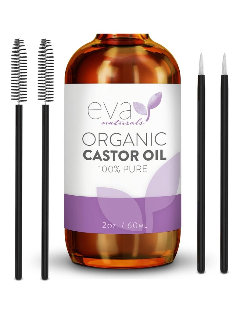Eva Naturals Eva Naturals Castor Oil (2oz) - Promotes Hair, Lash and Brow Growth, Diminishes Wrinkles and Anti-Aging - 100% Pure and Organic for Hair Treatment  - Image 1