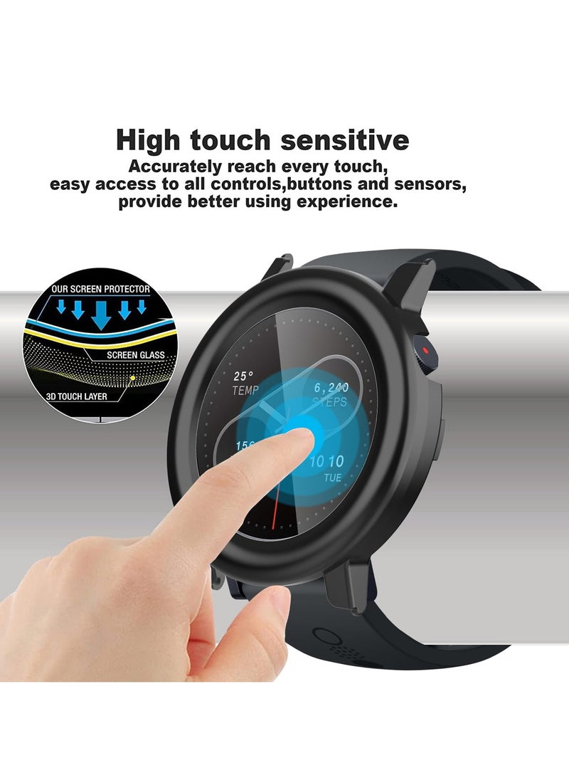 Compatible with CMF Watch Pro 2 for Hard Protective Case Full Screen Coverage Protective Case Cover Screen Protector Built-in Tempered Glass (Black)