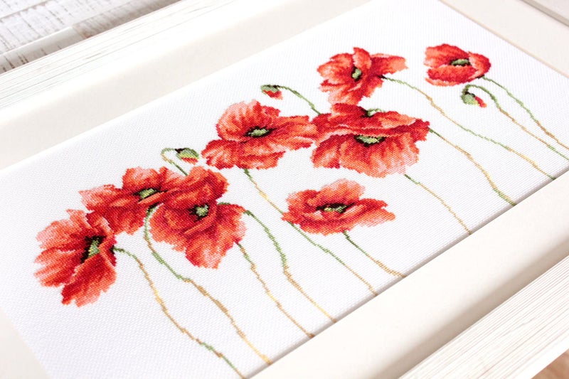 Luca-S B2223 Red Poppies - Cross Stitch Kit - Image 4