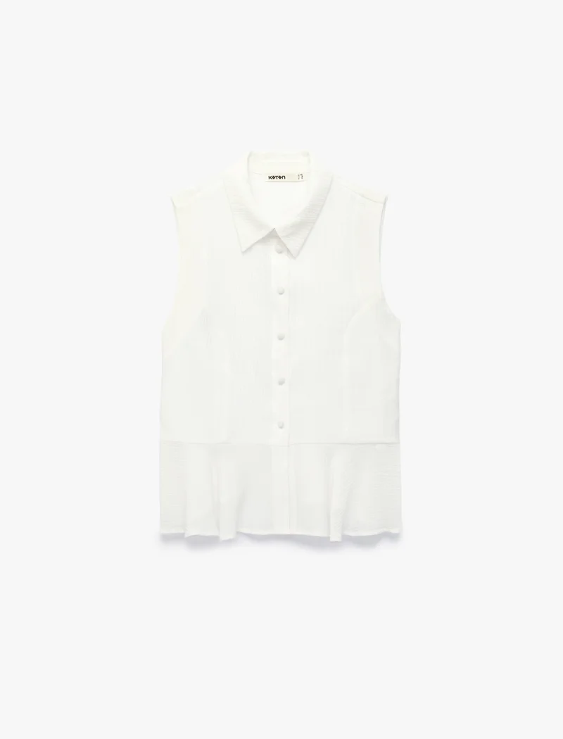 كوتون Peplum Sleeveless Shirt