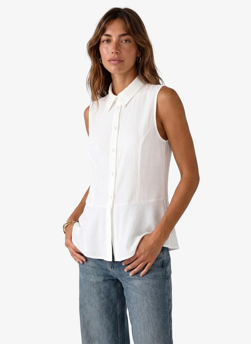 كوتون Peplum Sleeveless Shirt