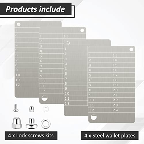 Hotop 4 Plates Steel Wallet Crypto Cryptocurrency Seed Storage Crypto Wallet for Bitcoin Hardware Cold Backup, Compatible with BIP39 Hardware(Stainless Steel Classic Color) - Image 3