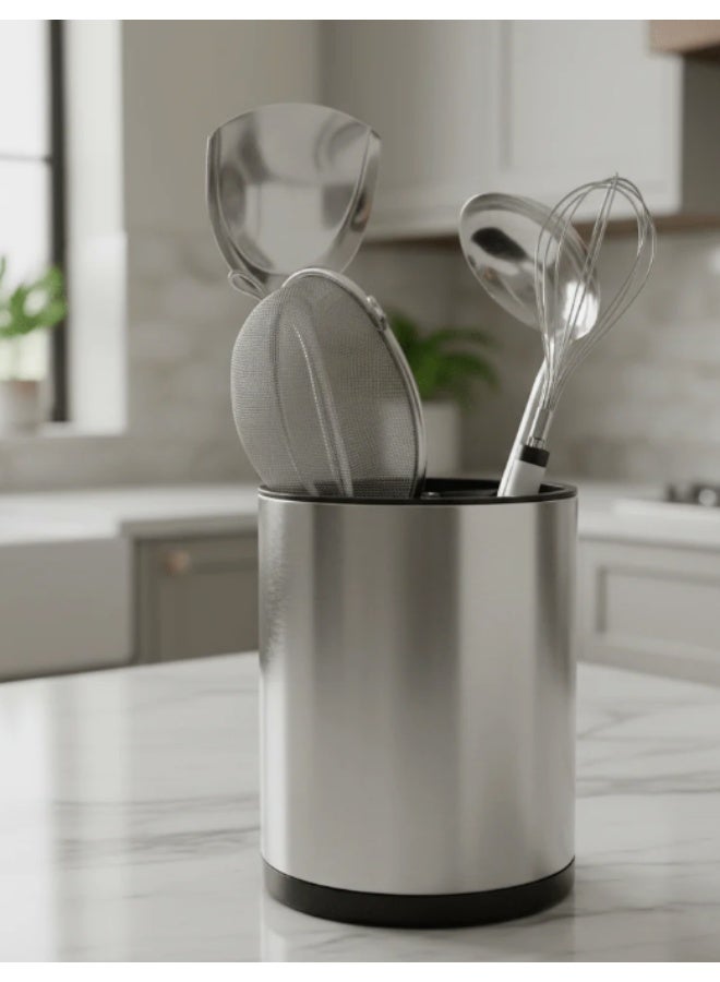 أي كي دي سي حامل أدوات المطبخ المصنوع من الفولاذ المقاوم للصدأ عالي الجودة من AKDC للملاعق والملاعق المسطحة والأدوات - تصميم طويل وثابت ومقاوم للصدأ (160 × 203 مم) - Image 1