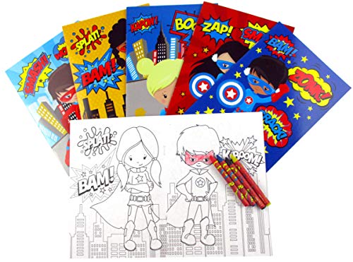 TINYMILLS Superhero Coloring Books for Kids 12 Coloring Books with 48 Crayons Superhero Party Favors Classroom Rewards Favor Bag Fillers Superhero Birthday Party Supplies - Image 5