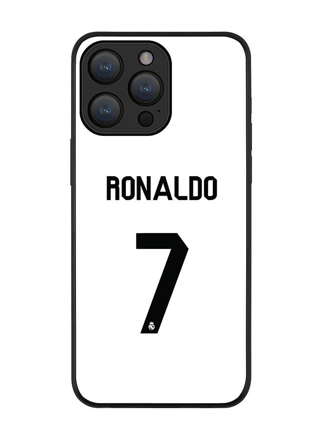 Stylizedd Cover for iPhone 15 Pro Case Rugged Black Slim fit Soft Flexible Anti Drop TPU Gel Thin Protective Phone Cases - Ronaldo Real Jersey - Image 1