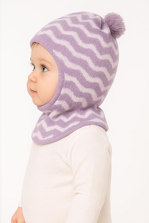 MIKONIKO Woolen Monkey Beanie Cap for Babies – Soft & Warm Winter Cap for Baby Boys & Girls Purple (6-12 Months) - Image 4