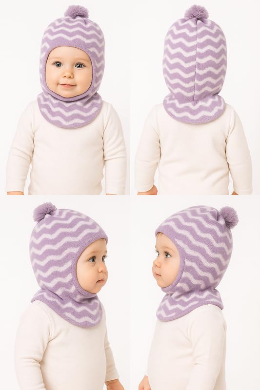 MIKONIKO Woolen Monkey Beanie Cap for Babies – Soft & Warm Winter Cap for Baby Boys & Girls Purple (6-12 Months) - Image 5