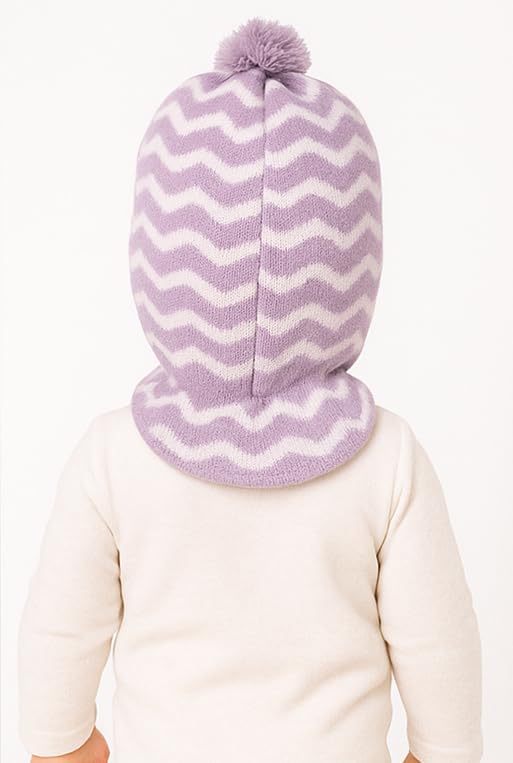 MIKONIKO Woolen Monkey Beanie Cap for Babies – Soft & Warm Winter Cap for Baby Boys & Girls Purple (6-12 Months) - Image 2