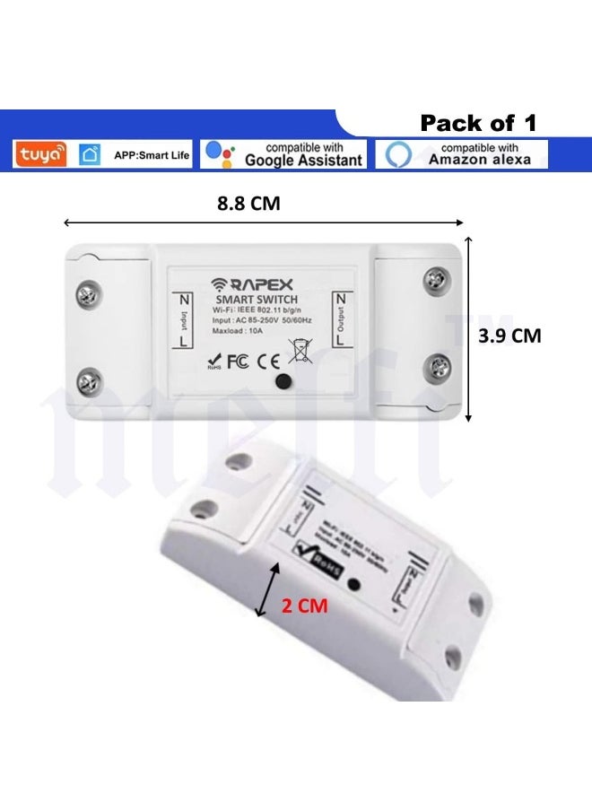 melfi Melfi Smart WiFi Switch Wireless Remote Control 10A-240VAC DIY Your Home via Compatible with Alexa, Google Home, Life APP for iOS & Android, Suit Hotel Office - Pack of 1  - Image 2