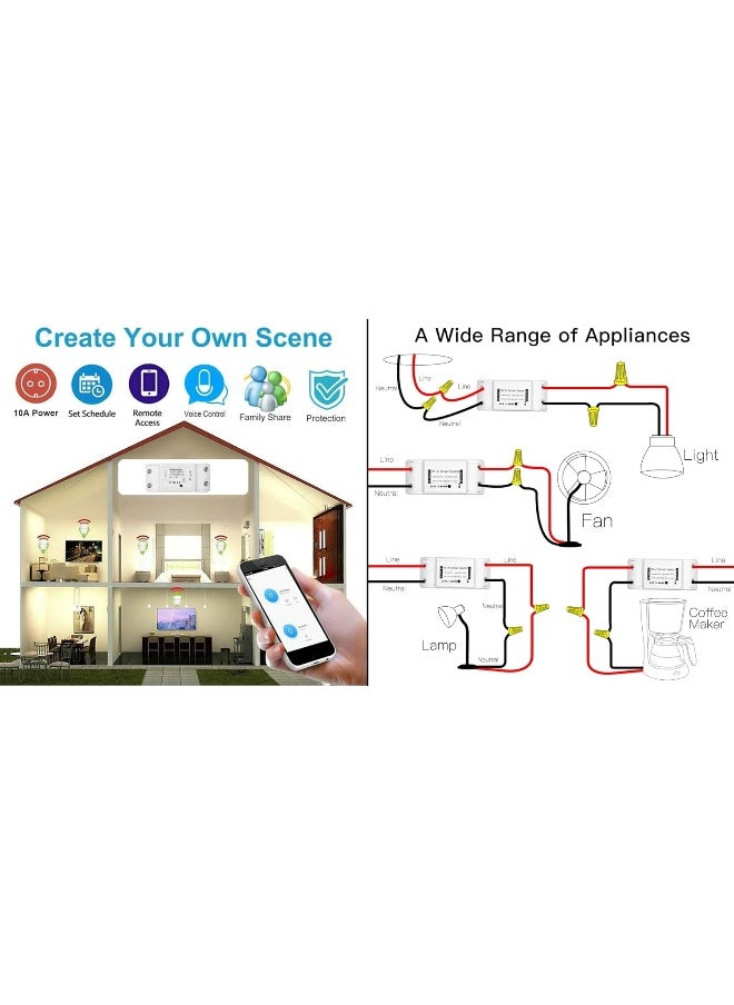 melfi Melfi Smart WiFi Switch Wireless Remote Control 10A-240VAC DIY Your Home via Compatible with Alexa, Google Home, Life APP for iOS & Android, Suit Hotel Office - Pack of 1  - Image 5