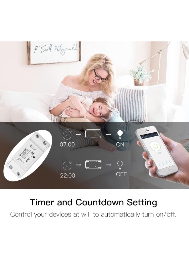 Melfi Smart Wifi Switch Wireless Remote Control 10A-240Vac Diy Your Home Via Compatible With Alexa, Google Home, Life App For Ios And Android, Suit Hotel Office - Pack Of 1