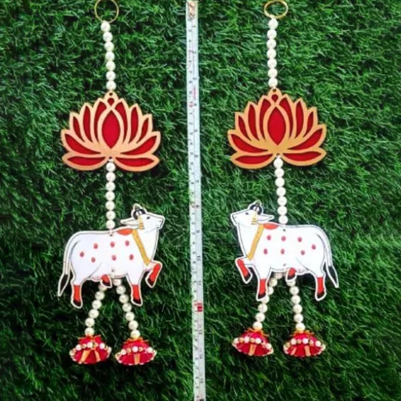 Sketchfab Sketchfab Lotus Hangings with Gowmata Toran Festive Wall Decor Torans Wedding DecorDiwali Decor ToransGanesh Chaturthi Decor backdropDoor Bandarwal Torans with Lotus Cow Hangings Set of 2 