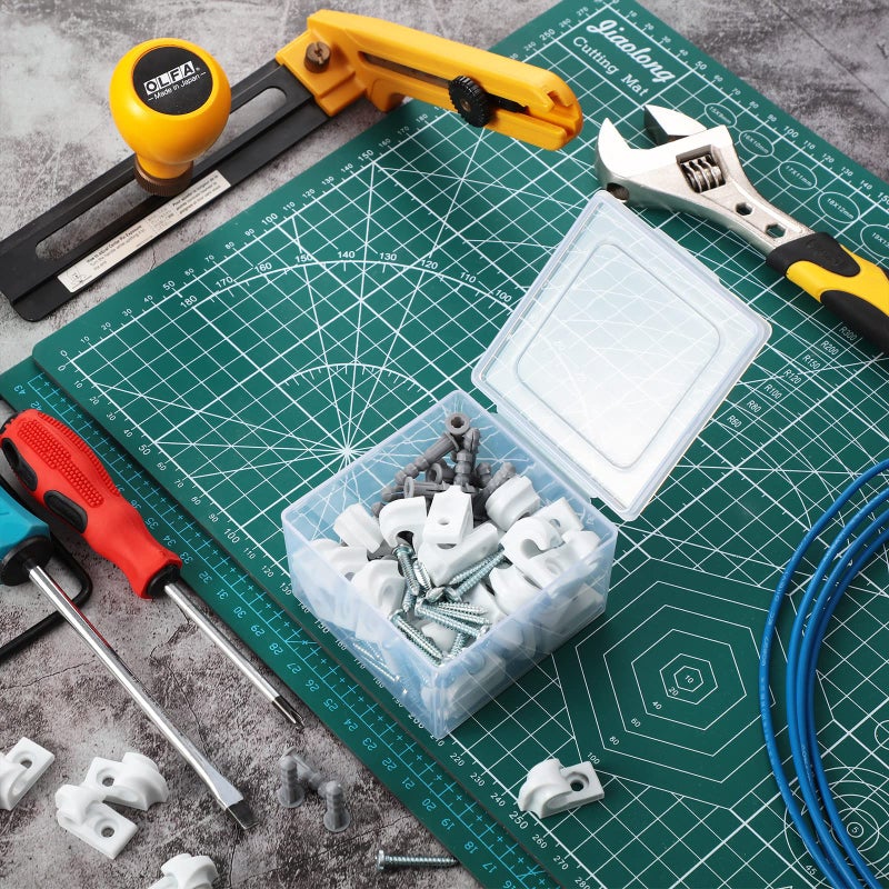 Oudain 64 Pack Down Wall Clip Closet Shelves Clips Wire Shelf Loop Clips Plastic Wire Wall Shelf Clips Screws And Expansion Tubes For Wire Shelving (White) - Image 5