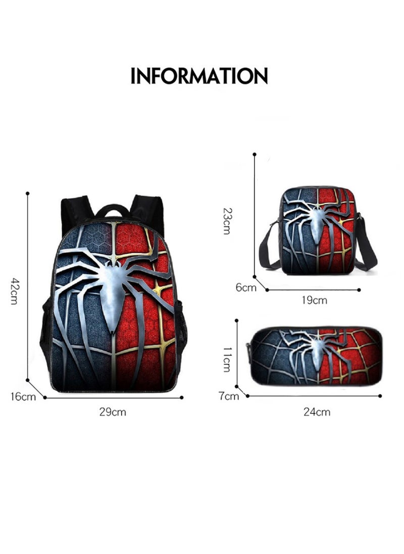 Pink Demon 3-Piece Fashion Creative Children Cartoon Backpack Primary School Students Lightweight Durable School Bag For School Travel  - Image 2