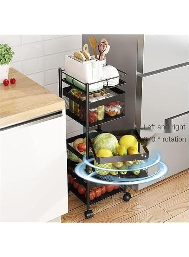 Beauenty Multi Purpose Trolley Storage Organizer And kitchen accessories items for Kitchen Storage Rack Square Design Fruits & Vegetable Onion Cutlery (Matt Black, 4 Layer Drawer) - Image 2