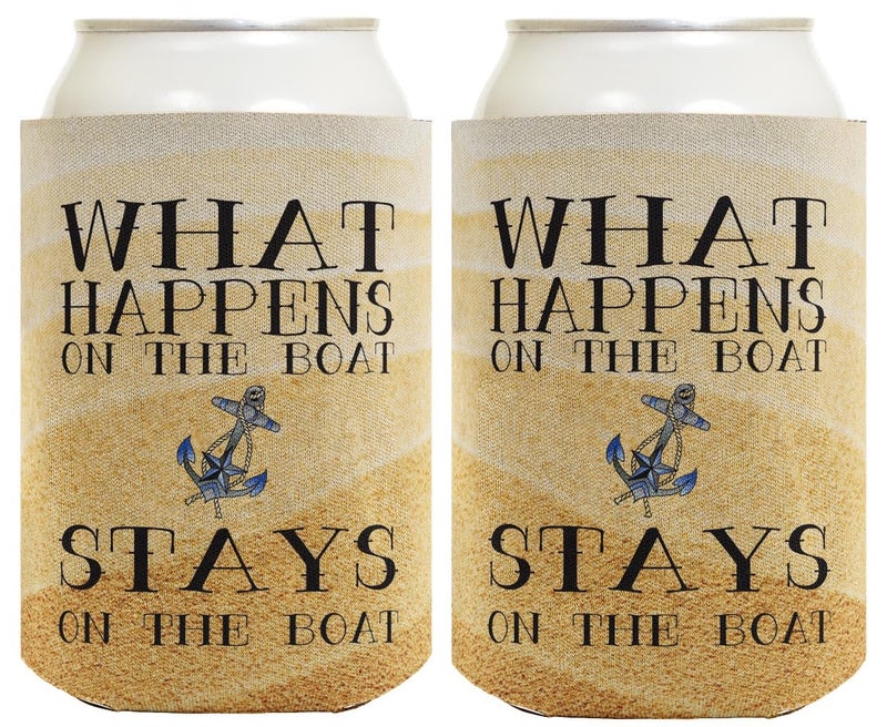 ThisWear Nautical Coolie What Happens On The Boat Stays On The Boat 2-Pack Can Drink Thermocoolers - Image 1