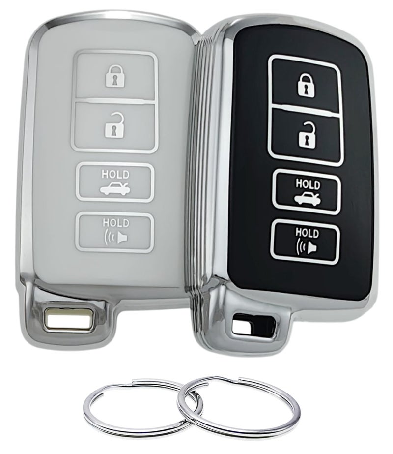 REPROTECTING TPU Key Fob Cover Compatible with 20122019 Toyota Avalon Camry Corolla Highlander RAV4 SilverBlackSilverWhite