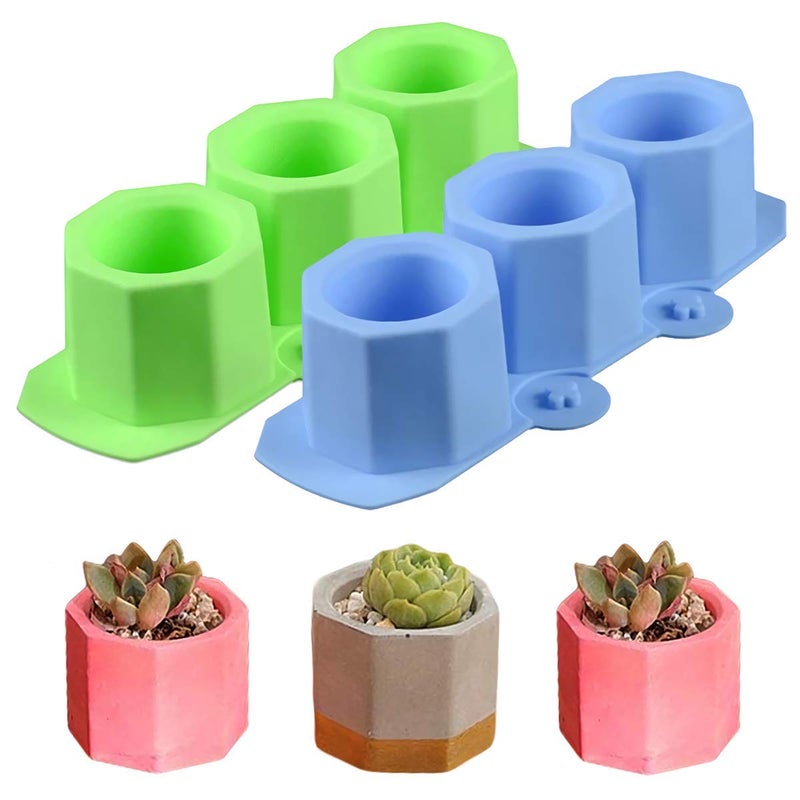 2 Pieces Flower Pot Silicone Molds Succulent Plants Planter Pot Mould Concrete Cement Plaster Moulds Ice Shot Glass Molds DIY Craft Tea Light Candle Holder Mold Random Color