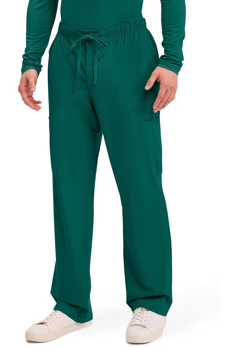Cherokee Scrubs for Men Tapered Leg Cargo Scrub Pants with Zip Fly, 5 Pockets Elastic Waist 2-Way Stretch & Easy Care - WW190, M Short, Hunter Green - Image 3