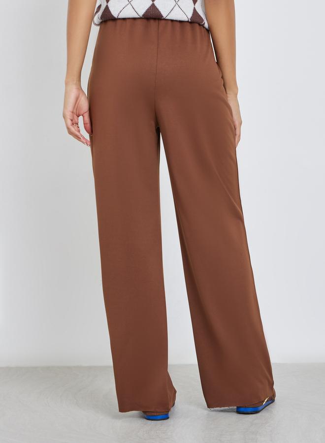 Styli Solid Wide Leg Joggers with Drawstring Waistband - Image 4