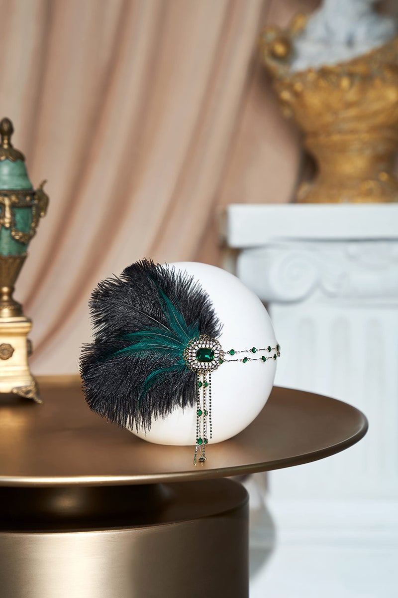 BABEYOND 1920s Flapper Gatsby Headband Roaring 20's Party Headpiece (Green) - Image 2