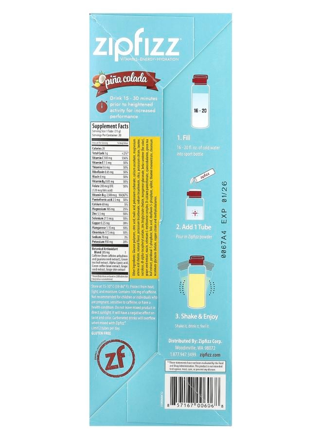Zipfizz Pina Colada 20 Tubes 0.39 oz (11 g) Each - Image 2