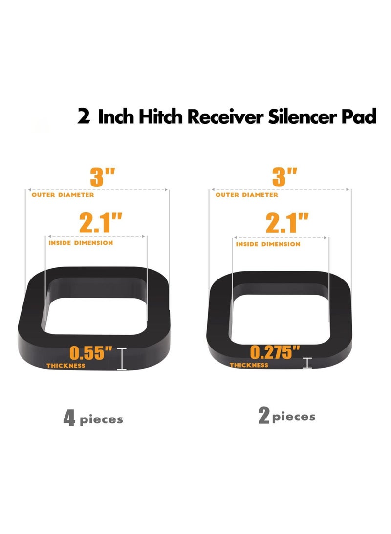 Excefore 6 Pack 2 Inch Hitch Receiver Silencer Pad,  for Adjustable Ball Mounts, Reduce Rattle, Multiple Size Combination, Compatible with Most 2 Inch Trailer Hitch Receiver - Image 4