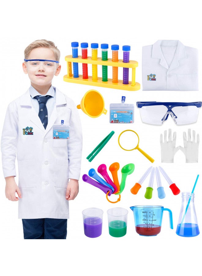 INNOCHEER طقم تجارب علمية للأطفال من INNOCHEER مع معطف مختبر وملابس تنكرية لعالم، ألعاب تمثيل وهدايا للأولاد والبنات من عمر 6 سنوات فما فوق، حفلات عيد الميلاد وأعياد الميلاد. - Image 1