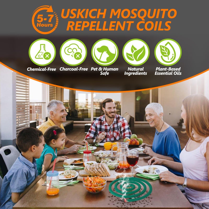 USKICH Mosquito Coils Outdoor Patio Fresh Scent,Use Reaches Up to 10 feet, Each Mosquito Coil Burns for 5-7 Hours (Contains 40 coils & 4 Stands) - Image 5