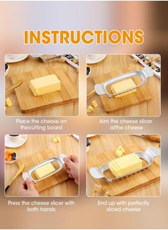 LENND Butter & Cheese Slicer Stainless Steel Multipurpose Cheese Slicer，With Ergonomic Handle, Suitable For Cutting Cheese, Butter, Eggs, Fruit And Other Softer Solid Food Use.  - Image 5