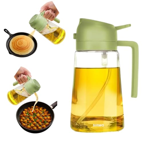 SIGMO 2-in-1 Glass Oil Sprayer & Dispenser Bottle (500ml) | Leak-Proof Non-Drip Cooking Oil Bottle for Spraying & Pouring | Refillable Glass Dispenser for Healthy Cooking & Frying (Green) - Image 1