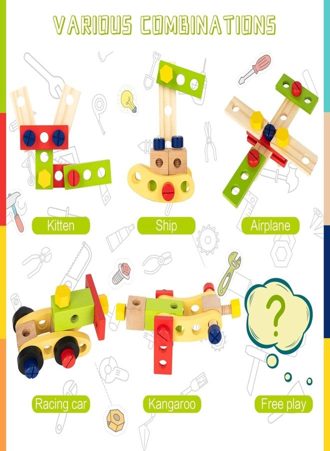 RITHVI STORE Wooden Tool Kit for Kids | Pretend Play Construction Toy Set | STEM Educational Mechanic Set for Boys and Girls (Ages 3-8) (Wooden Tool Kit 69Pcs) - Image 3